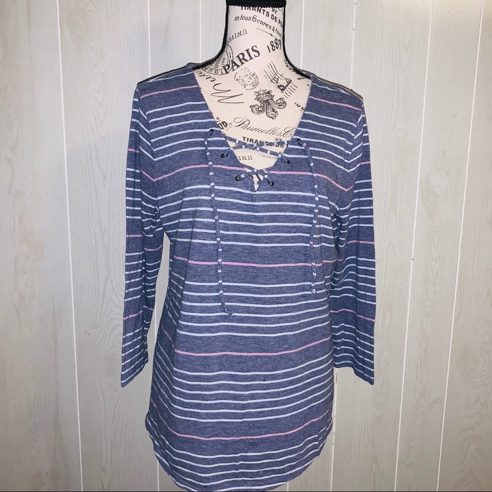 Sonoma striped 3/4 sleeve top